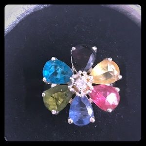 Mullticolored silver plated flower🌸 Ring!